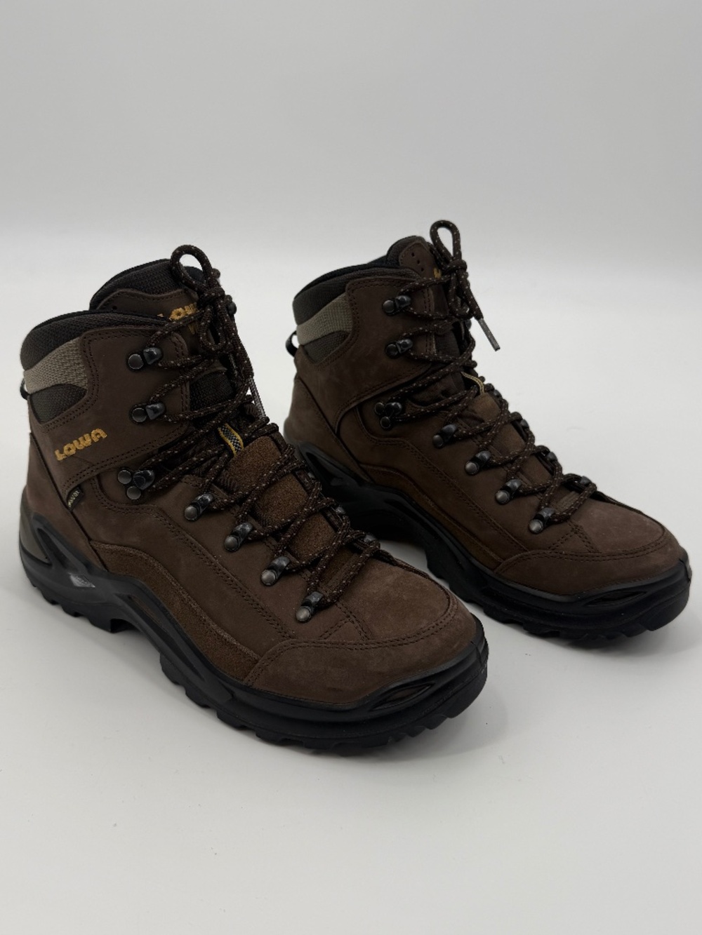 LOWA Renegade GTX Mid W Waterproof Leather Hiking Boots Brown Vibram Men 8.5